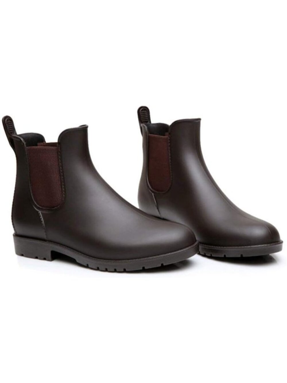 Women's Dark Brown Waterproof Chelsea Stylish Matte Finish Ankle Rain Boots - Picture 4 of 6